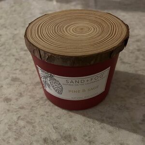 “New” SAND + FOG Pine & Sage Candle with Wooden Lid 12 oz